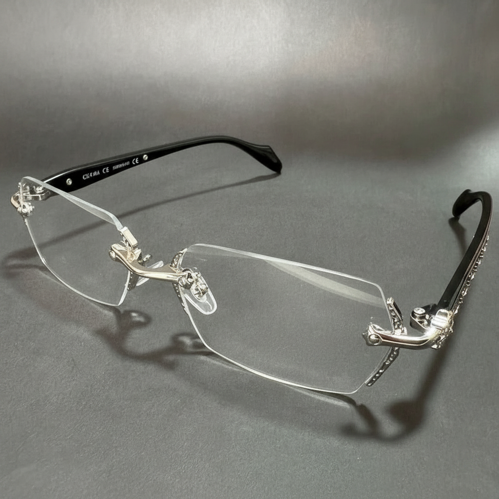 Chrome Hearts Silver Rimless Glass