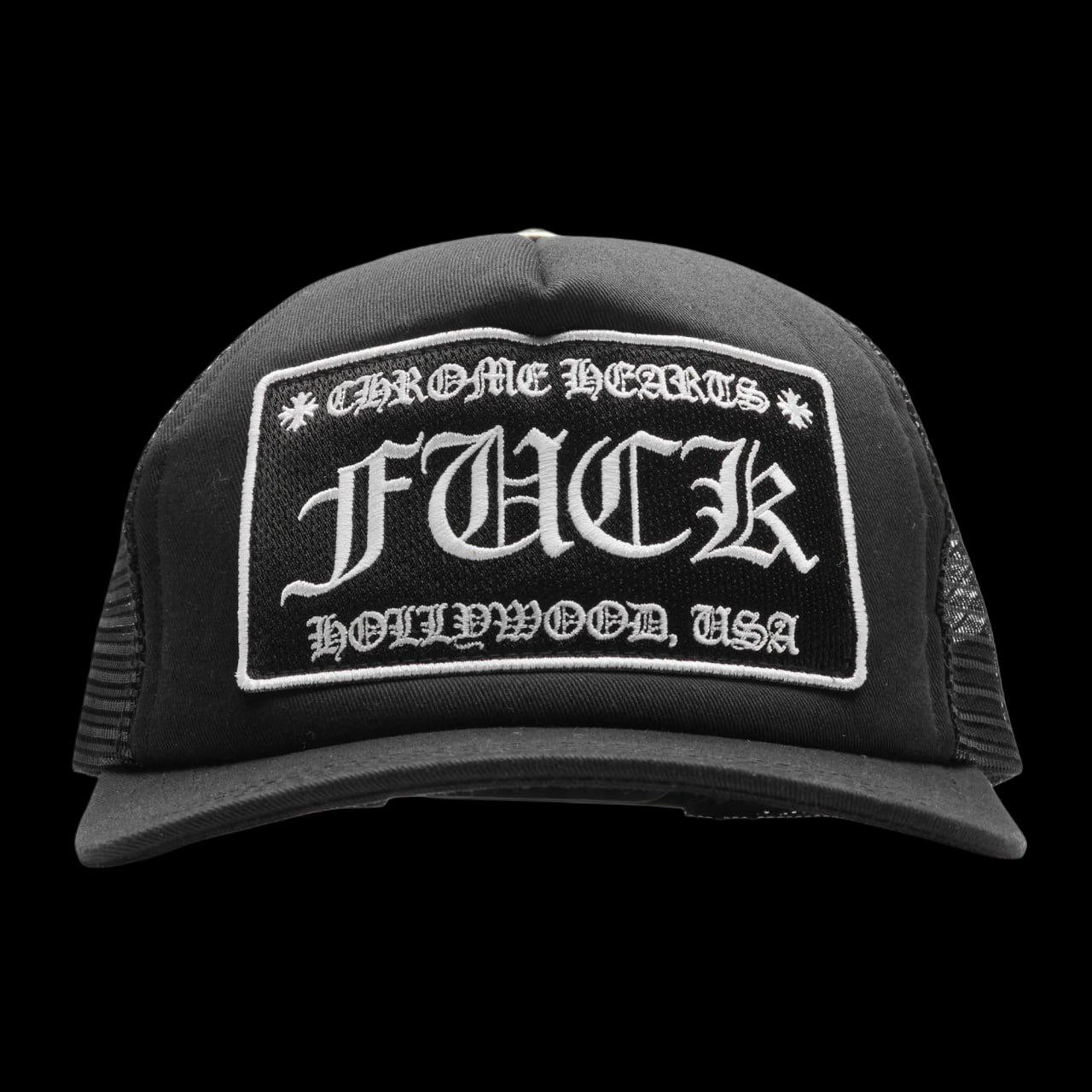 Chrome Hearts FK Hollywood Black Trucker Cap