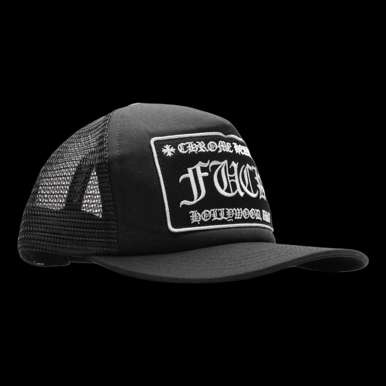 Chrome Hearts FK Hollywood Black Trucker Cap